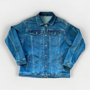 Prana Women's Detra Blue Denim Jean Jacket Size Small Oversized Organic Cotton